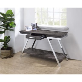 Steve Silver Co Roma Sofa Silvershield Top, Legs, Rustic Contemporary Style in Shadow Finish Table, 47.5 x 15.75 x 29.5, Dark Grey/Chrome