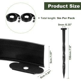 uxcell Landscape Edging, 2Pcs 60FT x 2" - No Dig Garden Edging Kit with 54 Stakes, Landscape Edging Border for Garden Lawn Flower Bed Yard Grass (Black)