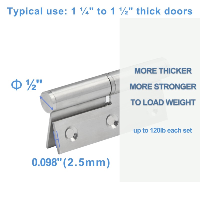 6 Pack Lift Off Door Hinges 4", Heavy Duty Stainless
