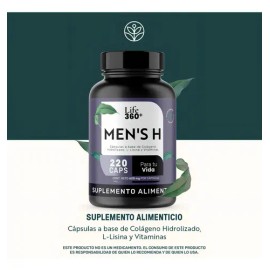 Colágeno Life360+ Men's H 220 Cápsulas Biotina L-lisina Sabor No Saborizado