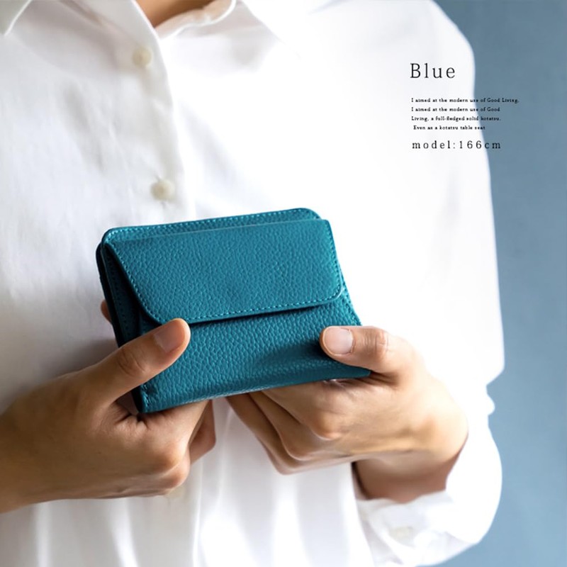 Vita Felice bsrw-n43wy Women's Compact Cowhide Slim Wallet, blue