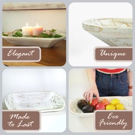 Birdie Designs Large Dough Bowl, Wooden Medium Dough Bowls for Decor, Long Wooden Bowls for Decor, Wood Bowls Decorative, Large Wooden Bowl, Wooden Decorative Bowl