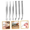 DOITOOL 6pcs Long Bent Nose Tweezers Pointy Tweezers for Stamp