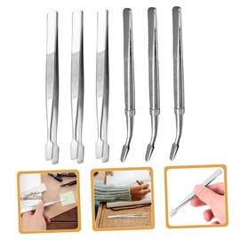 DOITOOL 6pcs Long Bent Nose Tweezers Pointy Tweezers for Stamp Collecting and Eyelash Applicator