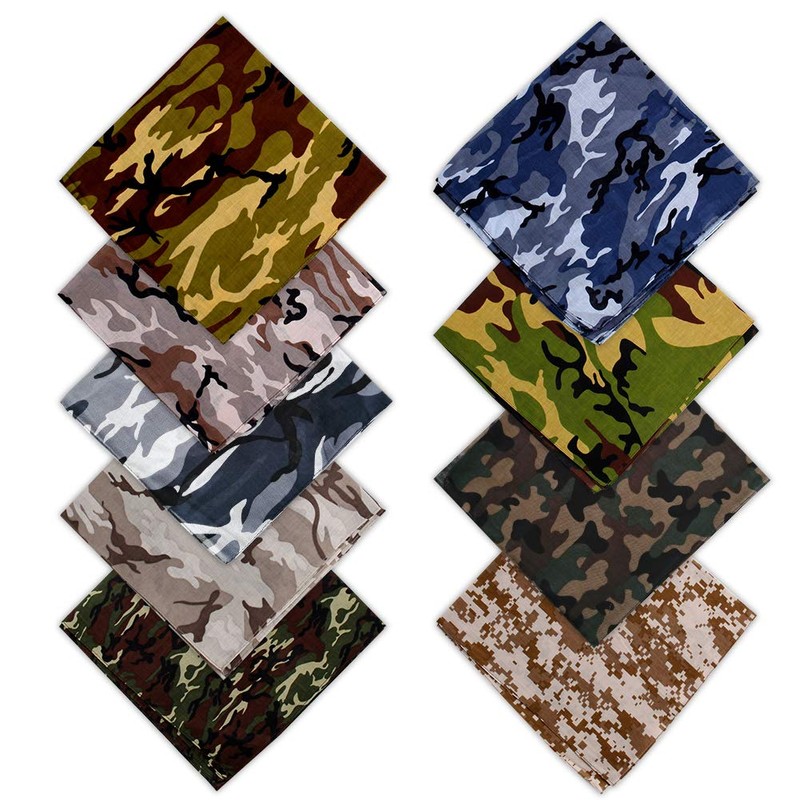 HANGNUO 9 Pack Camo Bandanas Cotton Headwraps Wristband Sports Face