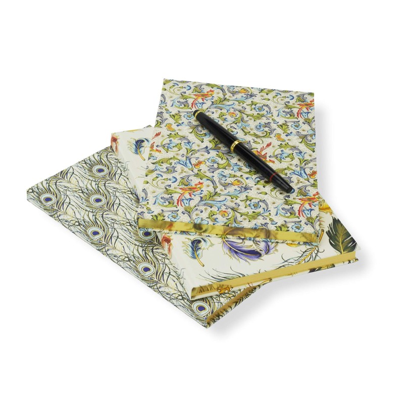 Rossi Handmade Notebook DIN A5 "Peacock Feathers" from Italy with