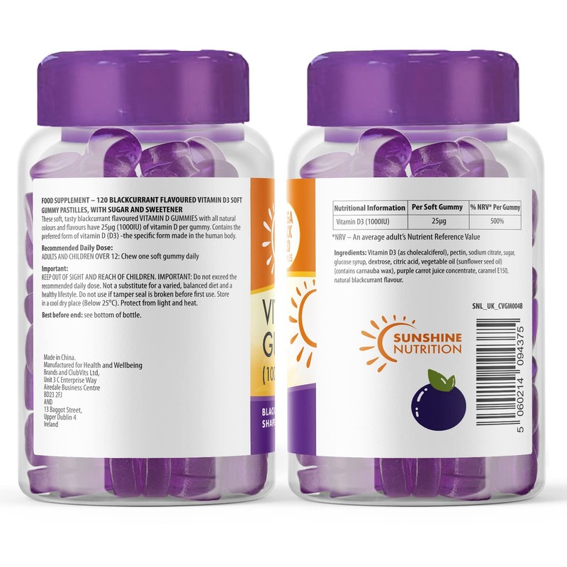 Daily Vitamin D Gummies for Adults - Contains 1000IU (25ug)
