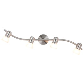 XiNBEi Lighting Track Lighting, 4 Light S-Shaped Track Light Bar with Glass, Modern Kitchen Ceiling Light Bar Brushed Nickel XB-TR1238-4-BN