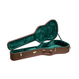 Crossrock Designer Series- Universal Wooden Case for Gibson Acoustic J45, Martin Dreadnought Guitars- Security Lock, Metal Feet, Storage Space- Blossom Brown((CRW530DBQ)