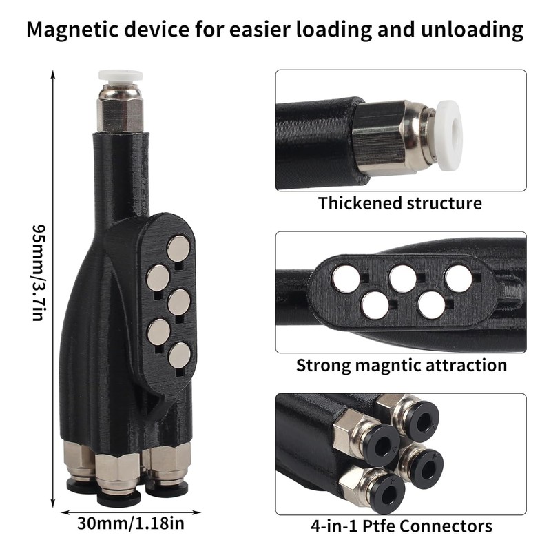 Toaiot 3D Printer Accessories 4-in-1 PTFE Adapter AMS Connectors for