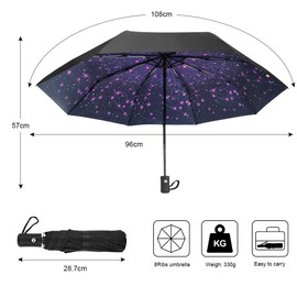 Aolso Travel Umbrella, Windproof Automatic Umbrella, 8 Ribs Compact Travel Folding Umbrella, Auto Open/Close, Portable Umbrella for Men&Women