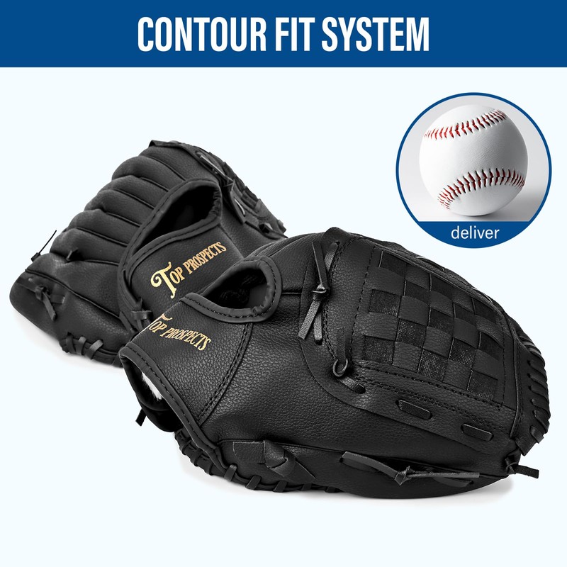 Top Prospects Premium Leather Baseball Glove with one Free Baseball