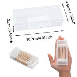 Qusmeiyici 4PCS Transparent Cotton Bud Holder for Travel, Portable Small Cotton Swab Holder Reuseable Plastic Refillable Storage Dispenser Box with Dustproof Lid for Cottons Toothpicks