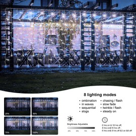 CORST Outdoor Christmas Curtain Lights Plug in,6M x1M Diamond Shape 300LED Hanging Backdrop Curtain Icicle Lights,Waterfall Wall Lights,Waterproof,Connectable,Remote,8 Modes(Blue+White)