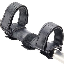 GORGECRAFT Bike Speaker Strap Mount Black PU Leather Adjustable Portable Waterproof Double Lacing UTV Wireless Speakers Holder Accessory for Golf Cart Railing Kettles Attachment