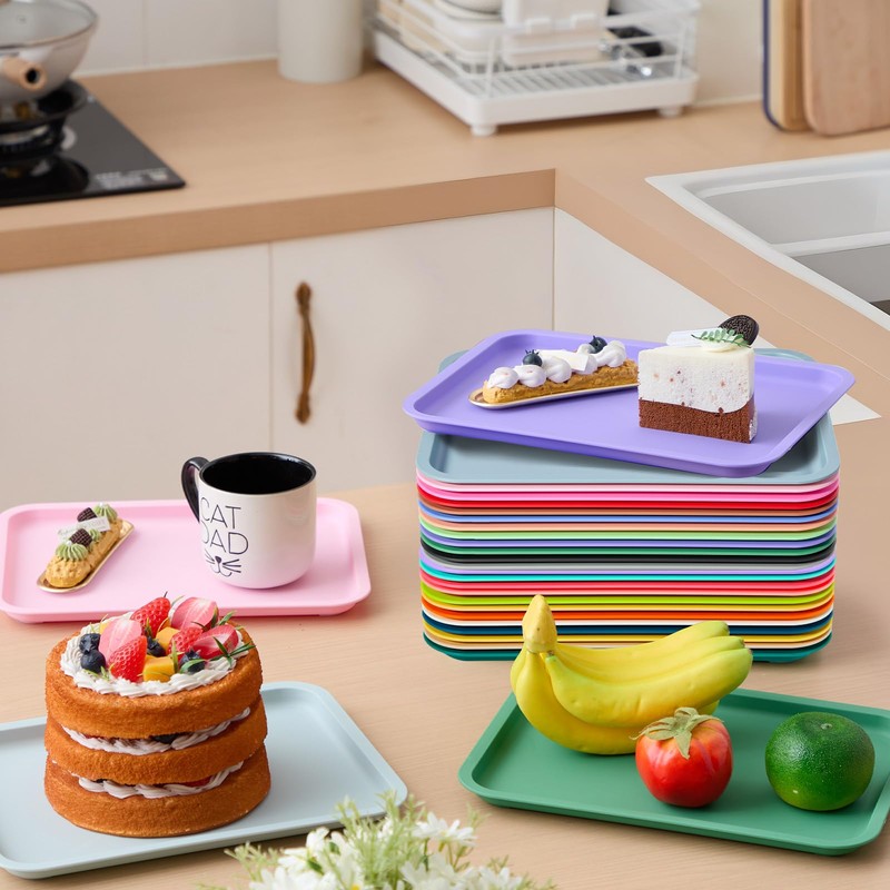 Mumufy Plastic Fast Food Trays Bulk Colorful Restaurant Serving Trays