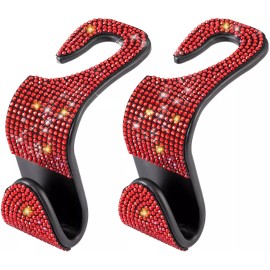 Unbranded 4PCS Bling Car Seat Back Headrest Hooks Hanger Holder Hook for Bag Purse-Red