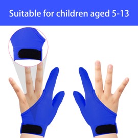 4 Pcs Thumb Sucking Guard Gloves for Kids Ages 5-13 | Breathable Sensory Glove with Chewy Compression | Stop Thumb Sucking & Nail Biting | Soft Cotton Anti-Suck Gloves (Blue & Black Combo)