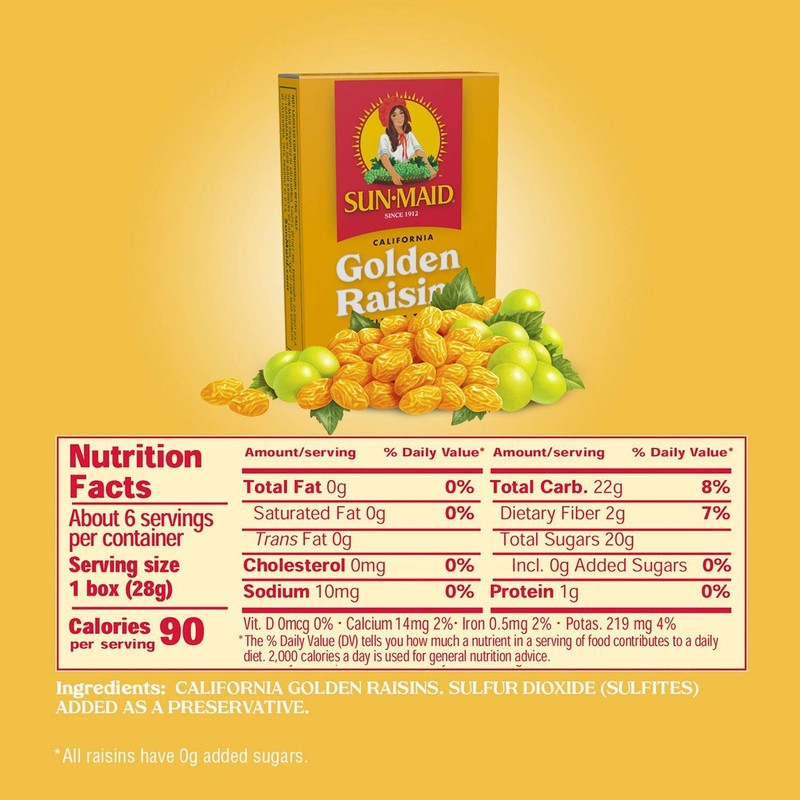 Sun-Maid Natural California Golden Raisins (6 Count , Pack of