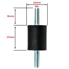 Selyse Pack of 4 Rubber Vibration Dampers, Shock Absorbers, Silentblock, Rubber Metal Insulators, Vibration Damper for Cars, Boats, Machines (VV M6 x 18/25 x 20 mm)