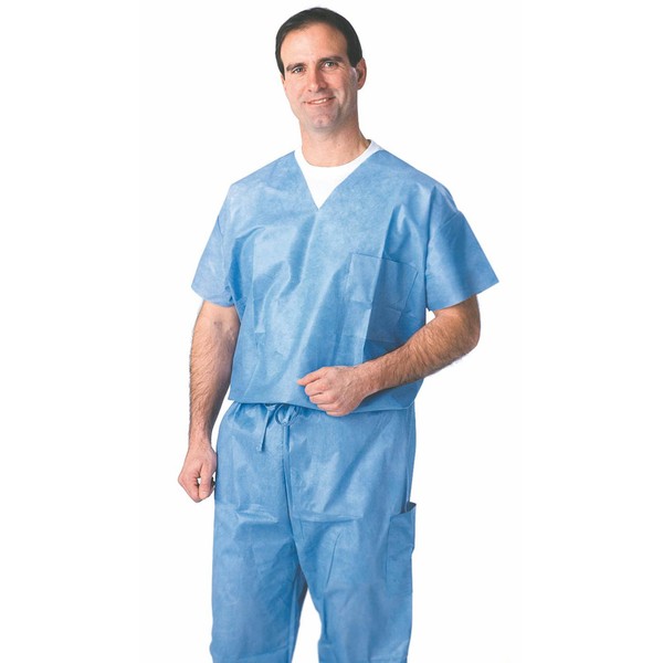 MEDLINE NON27202L Disposable V-Neck Scrub Top (Pack of 30)