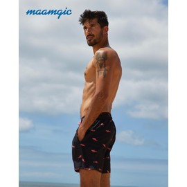 MaaMgic Mens Swim Trunks with Compression Liner 2 in 1 Swimming Shorts Stretch 5.5" Quick Dry Bathing Suits