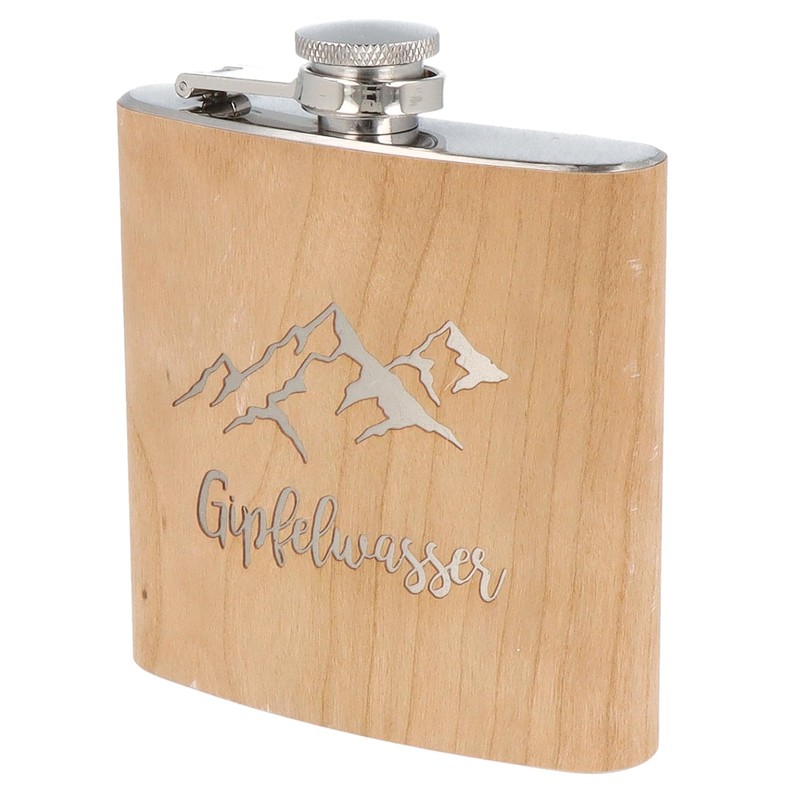 Spruchreif Stainless Steel Hip Flask with Engraving | Wooden Hip