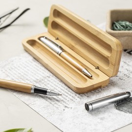 notrash2003 Writing Set Twist Ballpoint Pen Rollerball Pen Set Bamboo in High-Quality Wood Gift Case