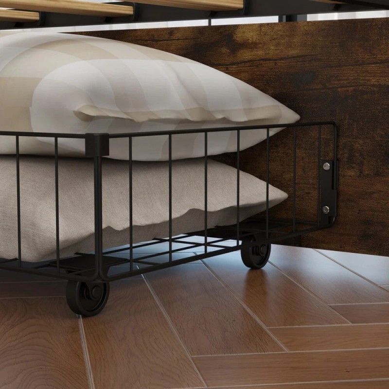 Panana Full/Queen Bed Frame,Industri - Black&Brown, Queen