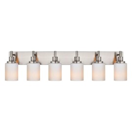 Modern 6-Light Bathroom Vanity Lighting Milky White Glass Shade Wall Scon Kitchen Light FixturesNumbers of Light: 6-Light, Color: Brushed Nickel Color