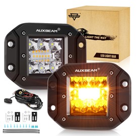 Auxbeam 5 Inch Flush Mount Led Light Pods, Amber Flush Mount Bumper Fog Lights 6 Modes Strobe Cube Pod Light Bar Yellow Spot Flood Offroad Driving Ditch Lights for Truck Jeep Car ATV