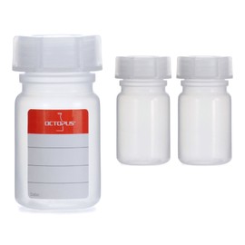 3x Wide-Neck Bottles Made of LDPE with Screw Closure, Chemical Bottle, Laboratory Bottle with Lid as Storage Container for Laboratory, Kitchen or Hobby, transparent, 3x 50 ml