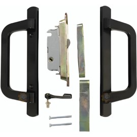 Easy Fix Hardware 8.5" PGT Sliding Door Complete Handle Kit Set for Patio Glass Door Repair | Mortise Lock, Keepers, Screws, Latch Lever | w/ 45 Degrees and 3-15/16" Hole Spacing - Bronze