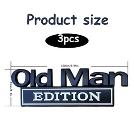 Old Man Edition Car Emblem,3D Metal Car Emblems and Badges,Rear Tailgate Bumper or Truck SUV Waterproof & Rustproof Decal Nameplate Sticker(Chrome & Black) (Black)