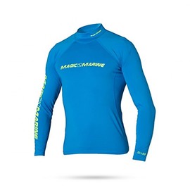 Magic Marine Herren Cube Langarm Rash Vest Top Blau - UV-Sonnenschutz und SPF-Eigenschaften - UV-Schutz (UPF 50+)