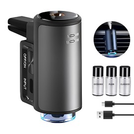 Difusor de Aromas para Carro,Difusores de Coche para Aceites Esenciales,con Tres Sabores,Arranque y Parada Inteligente ARM,2 Modos,Difusor para Auto,Apto Descomponer Olores a Humedad en Coche(Negro)