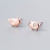Crystal Love Heart Cute Pig Sterling Silver Studs Earrings for