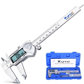 Kynup Digital Caliper, Caliper Measuring Tool Outside Micrometer, Vernier Dial Caliper, 6 Inch Caliper DIY Tool, Stainless Steel, IP54 Splash Proof, Inch Metric Fraction Switch, Large LCD Screen