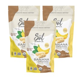 SOL SIMPLE Regenerative Organic Certified, Dried Banana | 3oz Snack Pack (3 Bags Total) | Dried Fruit | Vegan | Non-GMO | No Added Sugar | Fair Trade | Organic