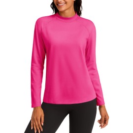 TACVASEN Women's Thermal Mock Turtleneck Shirts Fleece Long Sleeve Base Layer Tops for Cold Weather Athletic Rosered XXL