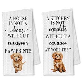 OTOUO Cavapoo Gifts Kitchen Towels Set of 2, Cavapoo Gifts for Cavapoo Lovers, Cavapoo Mom Gifts for Women Dish Towels for Kitchen Bathroom, Cavapoo Dog Bathroom Kitchen Decor, 16x24 Inches