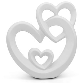 Harmonious heart for decoration - modern decorative heart made of white ceramic 23cm / 9” - ceramic heart suitable as a gift