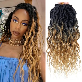 Faux Locs Crochet Hair Pre-looped Short 6Packs 16Inch Goddess Locs Crochet Hair,Locs with Soft Curly Ends Dreadlocks Faux Crochet Locs Synthetic Braids Extensions 72strands(16'', T27) …