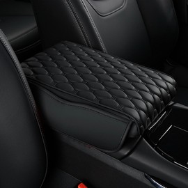 Car Center Console Cover, Leather Memory Foam Car Armrest Cover Cushion with 2 Storage Bags, Universal Waterproof Armrest Seat Box Pad, Comfortable Car Interior Accessories for Most Vehicles (Black-A)