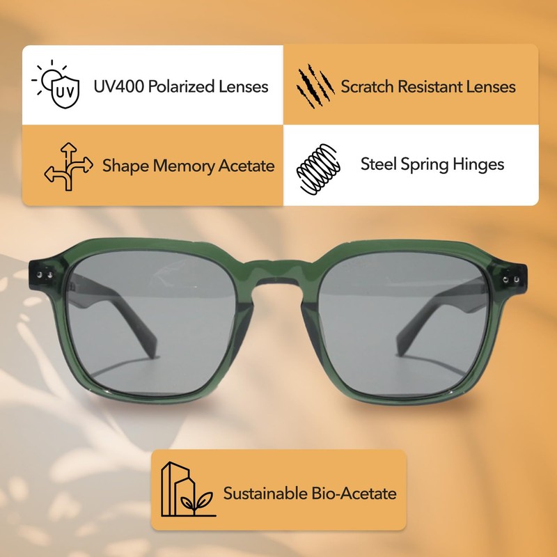 KIAURA Lautner Premium UV400 Polarized Sunglasses, XL & Original Sizes,