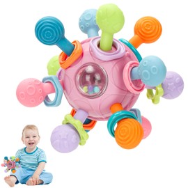 Baby Montessori Sensory Toys for 3-6 6-12 Months, Baby Teether Teething Toys for Babies 3 6 9 12 18 Months, Newborn Infant Learning Developmental Toys Gifts for 1 2 Year Old Boys Girls, Pink