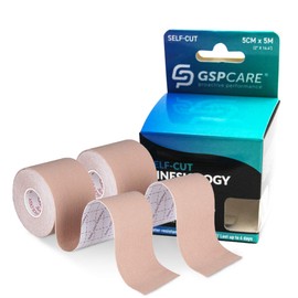 GSPCARE Kinesiology Tape, 16.4ft Uncut Elastic Muscle Sports Tape for Exercise, Latex Free Waterproof Physio Tape for Knee Shoulder and Elbow Recovery (2 Rolls Pack)