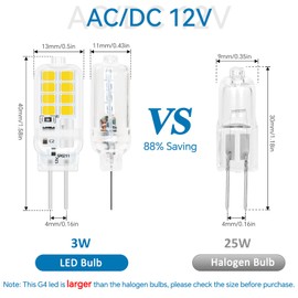 SCNNC SCNNC G4 Bi Pin LED Bulb 3W 12V, 16xSMD 300LM Natural White 4000K, Not Dimmable, 25W Halogen Equivalent, LED G4 Capsule Bulb for Chandelier, Landscape Lighting, Bedroom, Pack of 6