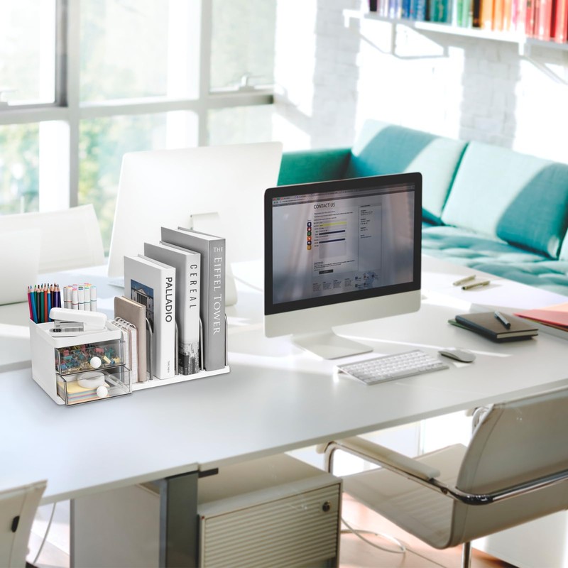 RISEMART Desk Organiser with File Holder, Versatile Desk Tidy Stationery