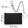 Lowats Slim Black Wallet Zip Foldable Triple Wallet with Chains